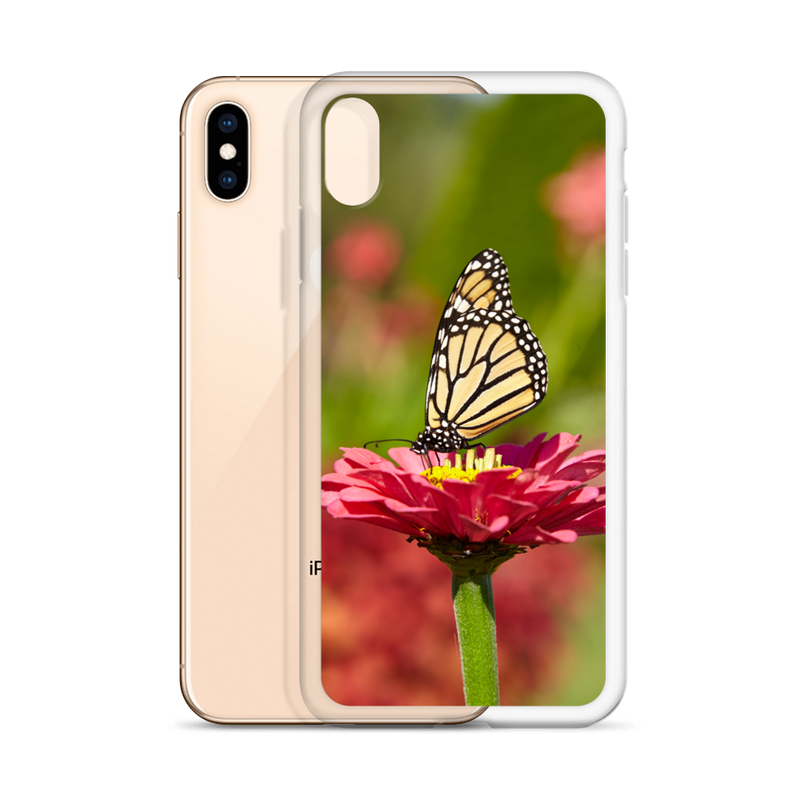 Monarch on Pink Zinnia Case for iPhone