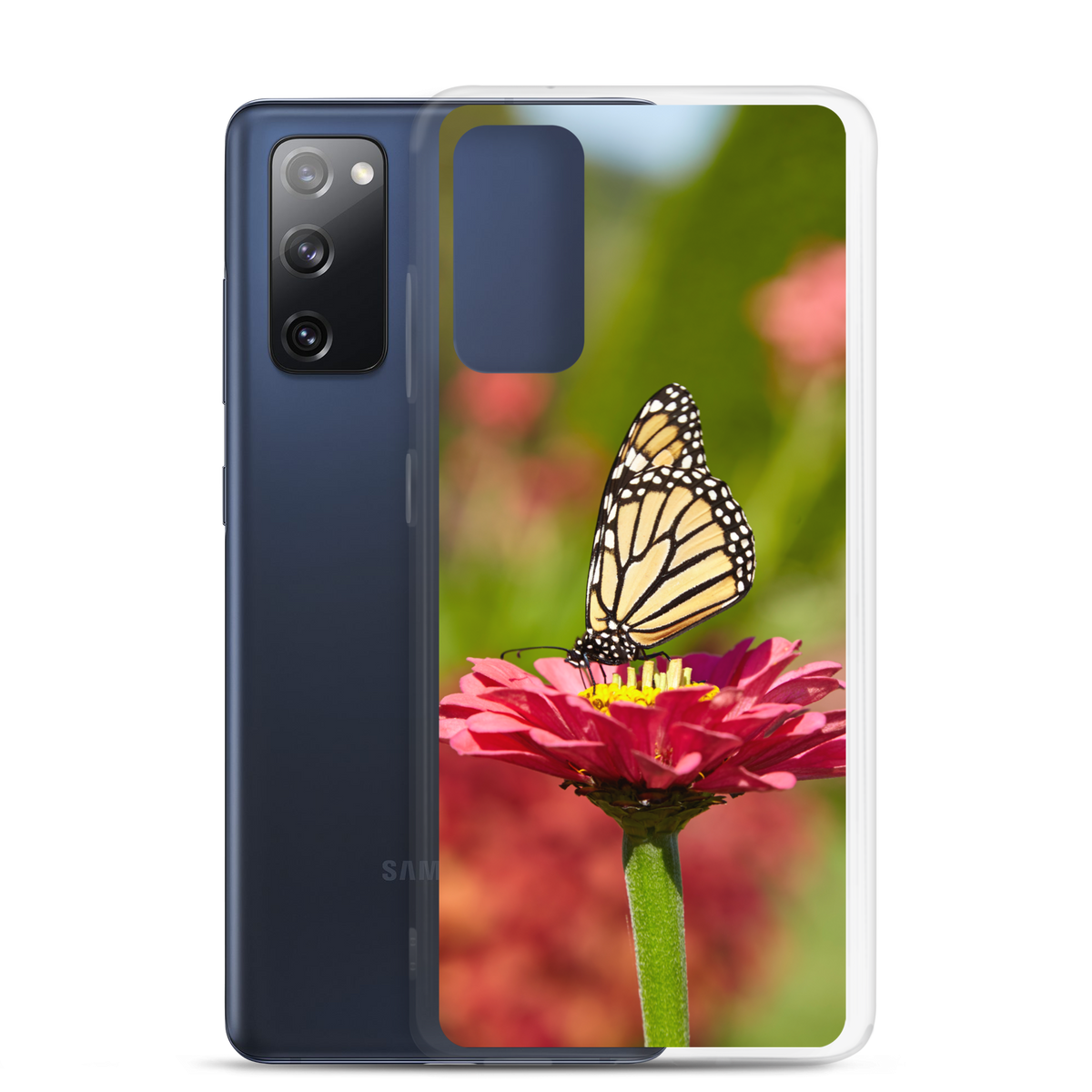 Monarch on Pink Zinnia Clear Case for Samsung