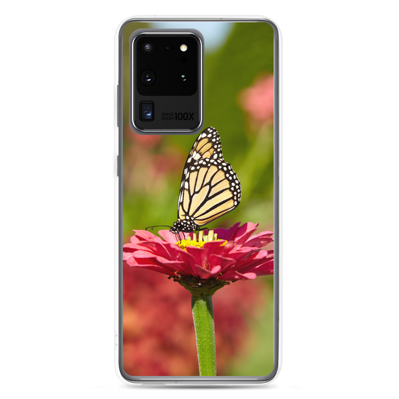 Monarch on Pink Zinnia Clear Case for Samsung