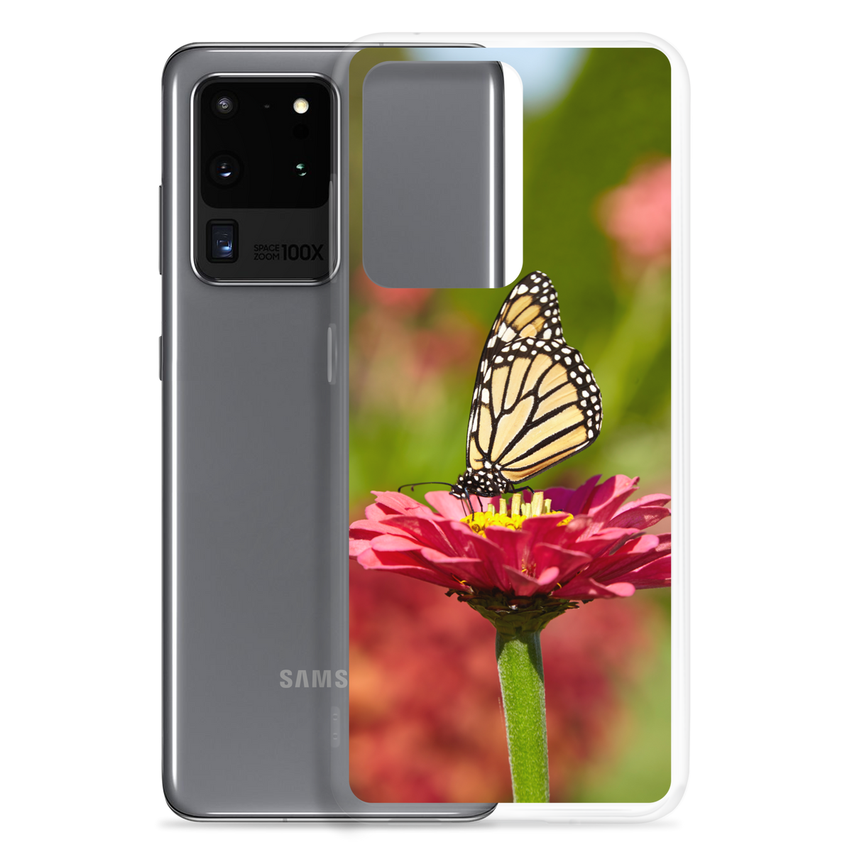Monarch on Pink Zinnia Clear Case for Samsung
