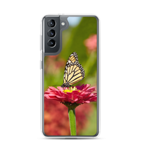 Monarch on Pink Zinnia Clear Case for Samsung