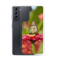 Monarch on Pink Zinnia Clear Case for Samsung