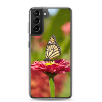 Monarch on Pink Zinnia Clear Case for Samsung