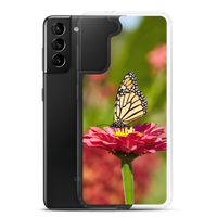 Monarch on Pink Zinnia Clear Case for Samsung