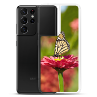 Monarch on Pink Zinnia Clear Case for Samsung