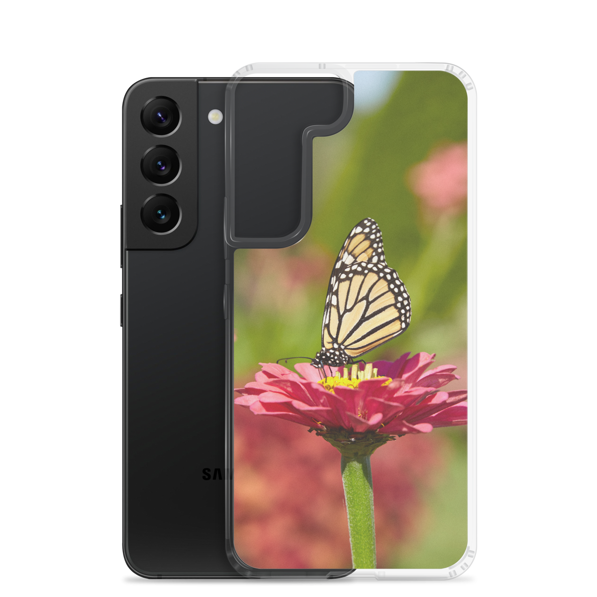 Monarch on Pink Zinnia Clear Case for Samsung