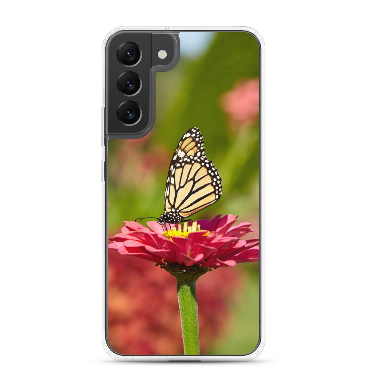 Monarch on Pink Zinnia Clear Case for Samsung