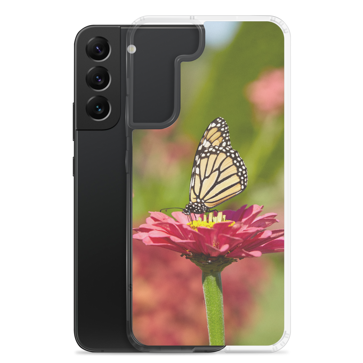 Monarch on Pink Zinnia Clear Case for Samsung