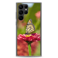 Monarch on Pink Zinnia Clear Case for Samsung