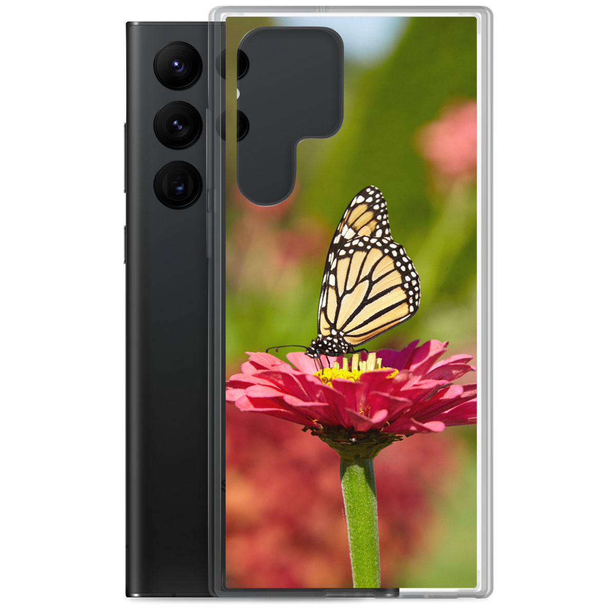Monarch on Pink Zinnia Clear Case for Samsung