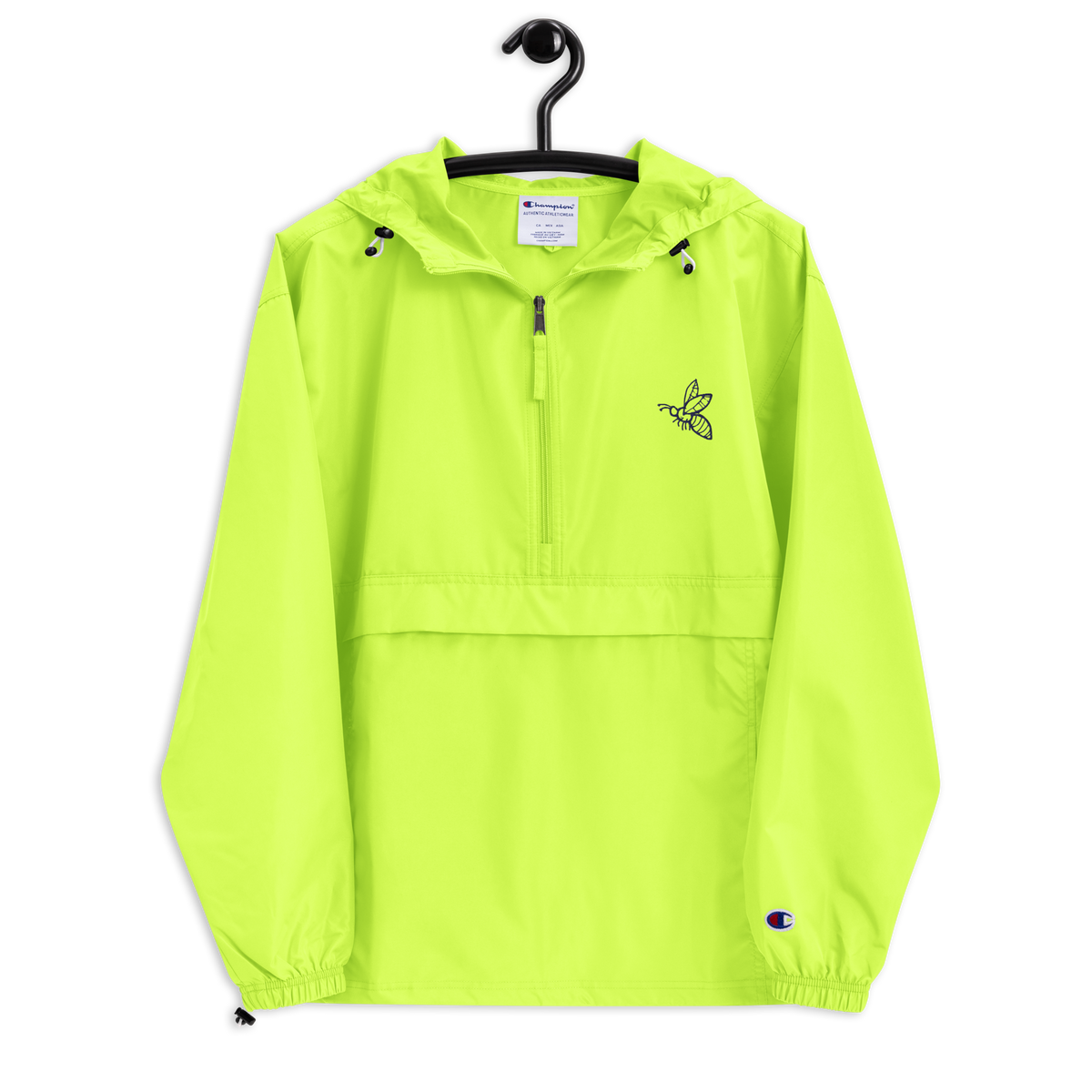 Bee Embroidered Neon Champion Packable Jacket