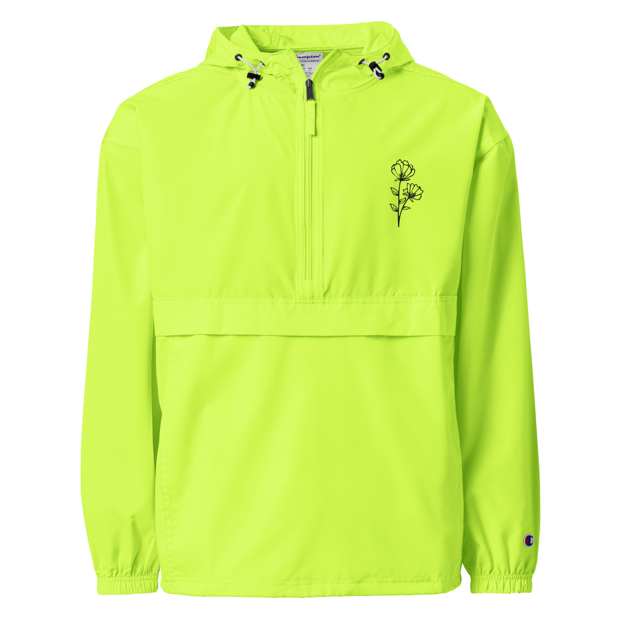Neon Embroidered Floral Champion Packable Jacket