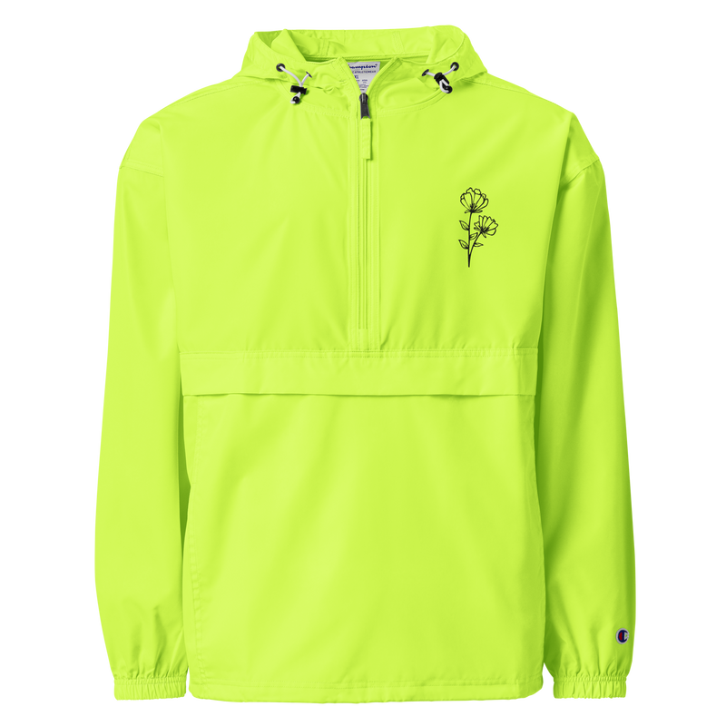 Neon Embroidered Floral Champion Packable Jacket