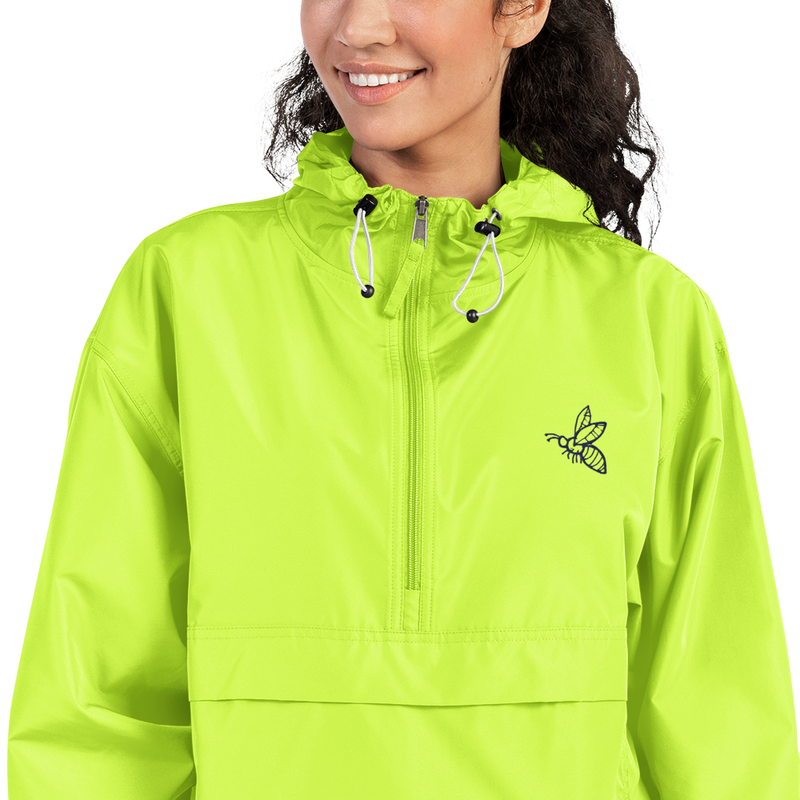 Bee Embroidered Neon Champion Packable Jacket