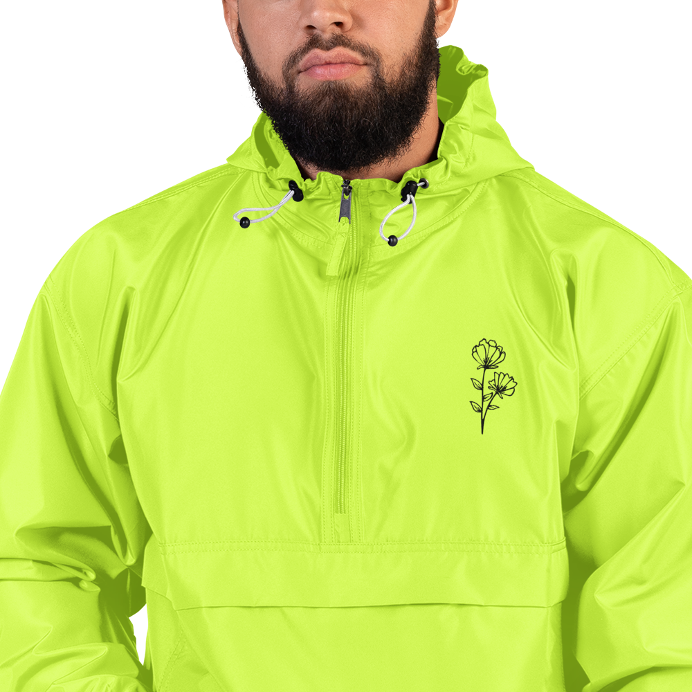 Neon Embroidered Floral Champion Packable Jacket