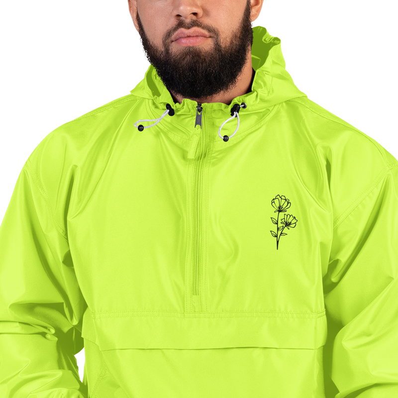 Neon Embroidered Floral Champion Packable Jacket