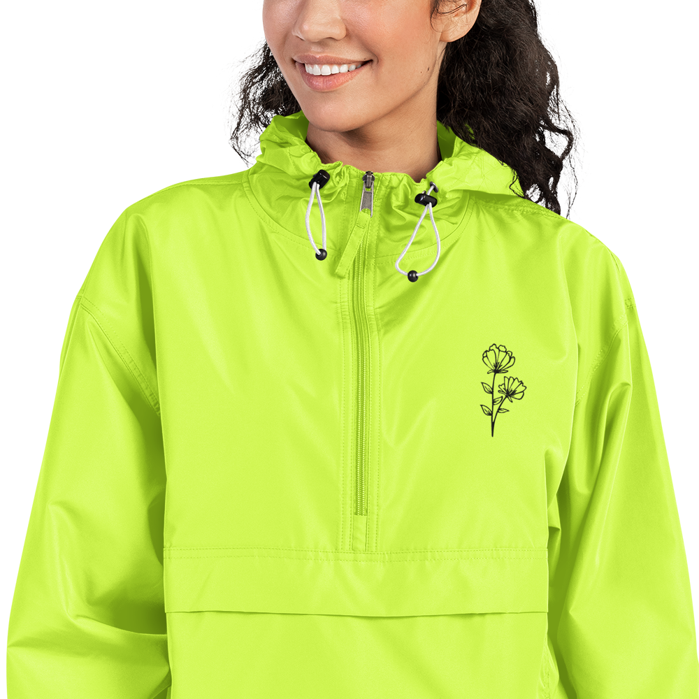 Neon Embroidered Floral Champion Packable Jacket