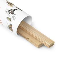 Illustrated Butterfly Print with Magnetic Wooden Hangers 12x18 in