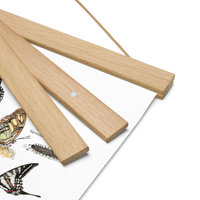 Illustrated Butterfly Print with Magnetic Wooden Hangers 12x18 in