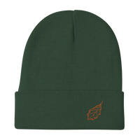 Oak Leaf Embroidered Beanie (Orange Thread)