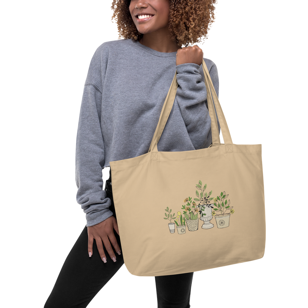 Illustrated Container Garden Large tote bag