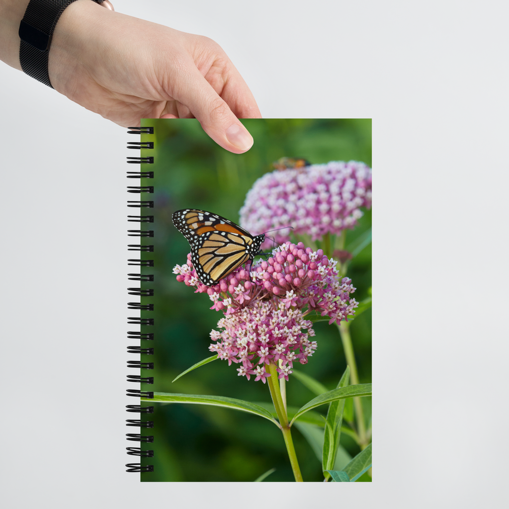 Monarch on Milkweed Spiral notebook