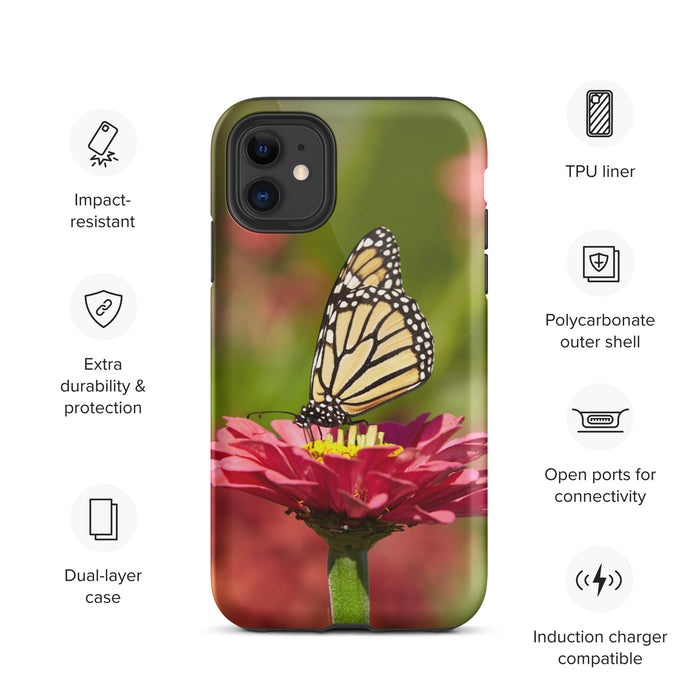 Monarch on Pink Zinnia Tough Case for iPhone
