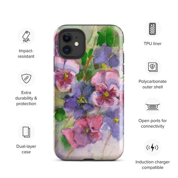 Watercolor Pansies Tough Case for iPhone®