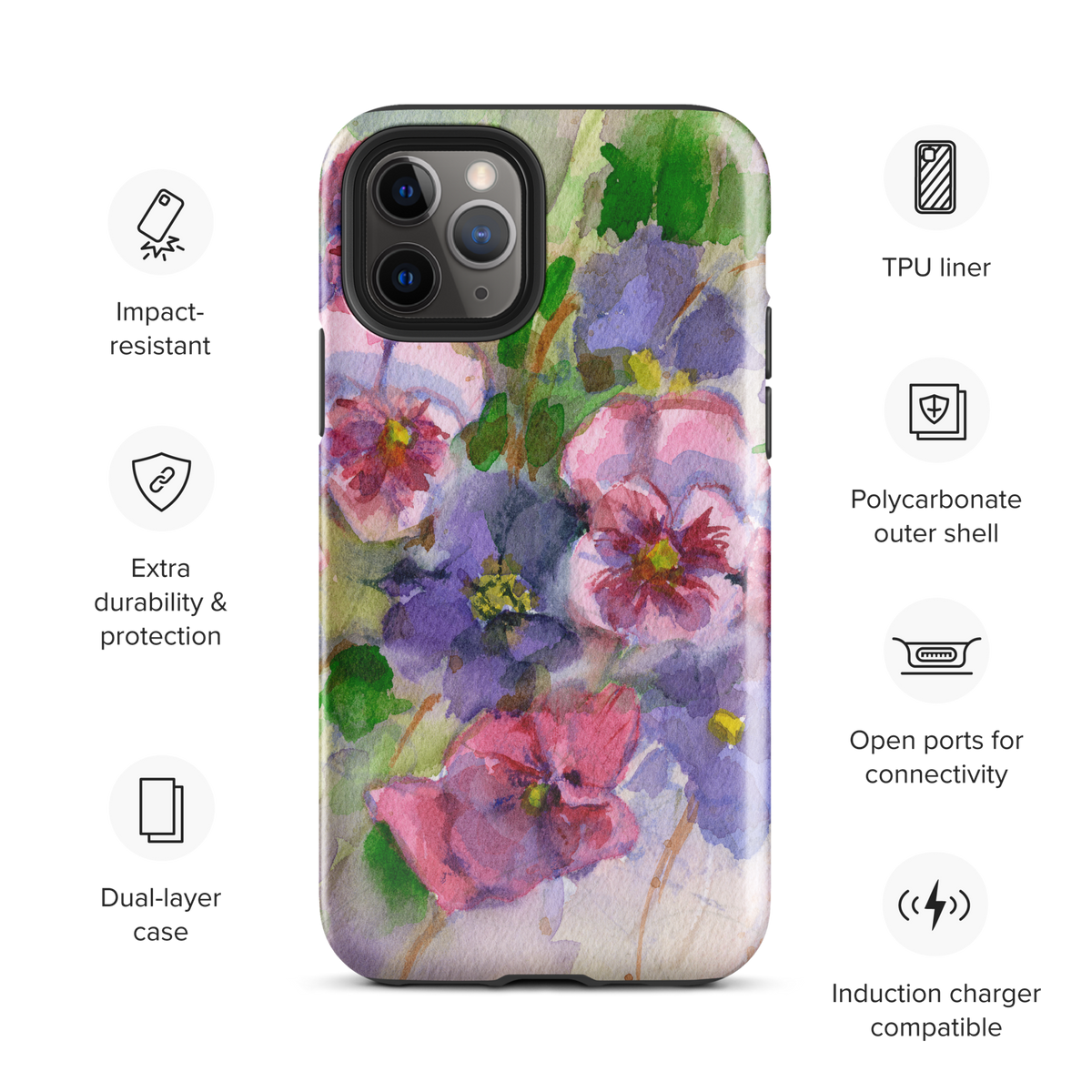 Watercolor Pansies Tough Case for iPhone®