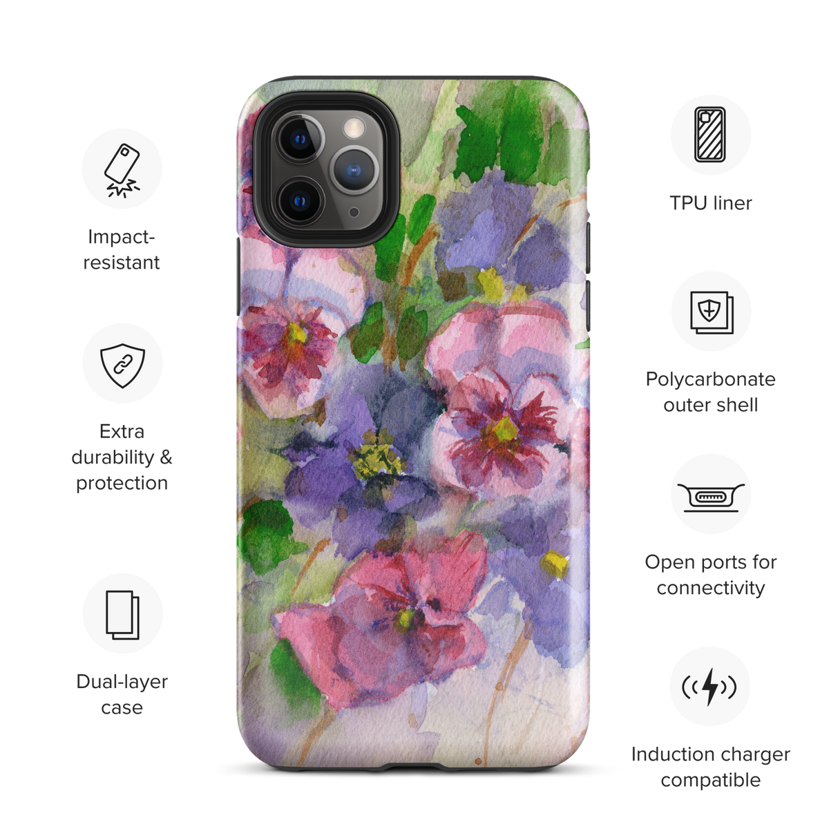 Watercolor Pansies Tough Case for iPhone®