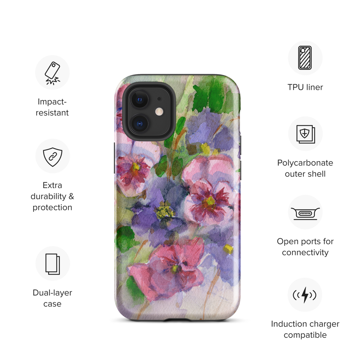 Watercolor Pansies Tough Case for iPhone®