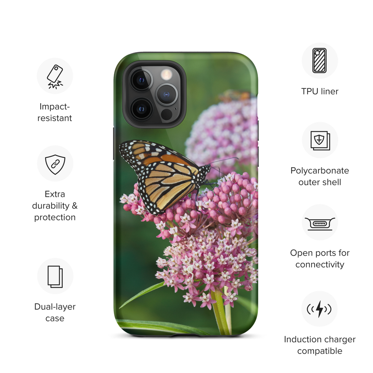 Monarch on Milkweed Tough Case for iPhone