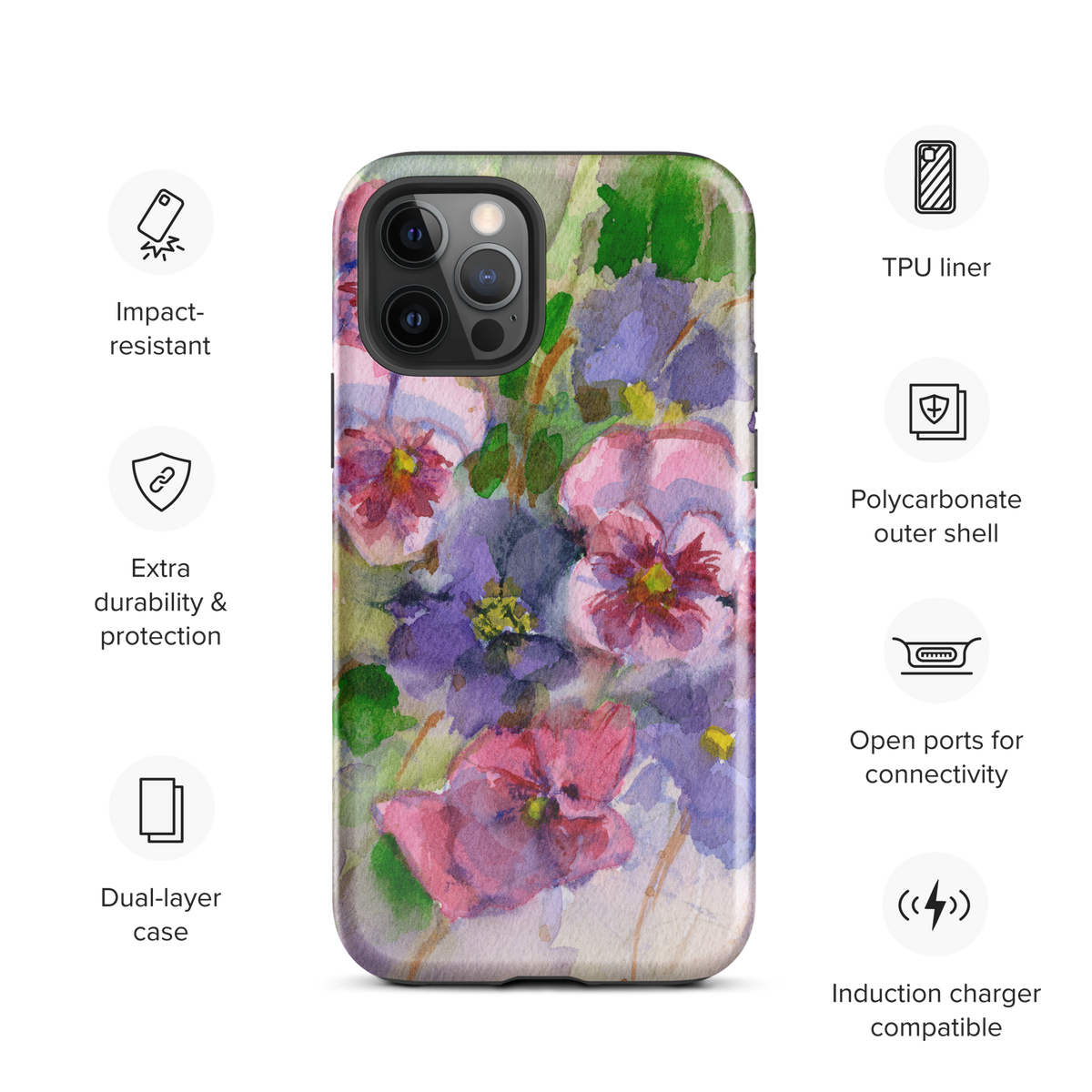 Watercolor Pansies Tough Case for iPhone®