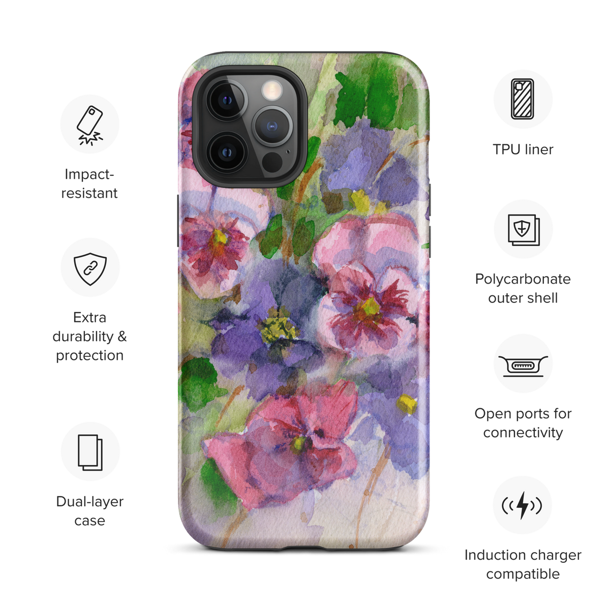 Watercolor Pansies Tough Case for iPhone®