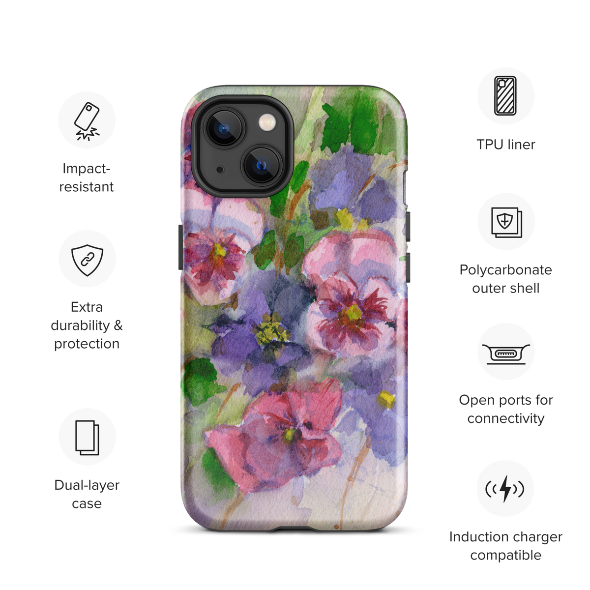 Watercolor Pansies Tough Case for iPhone®