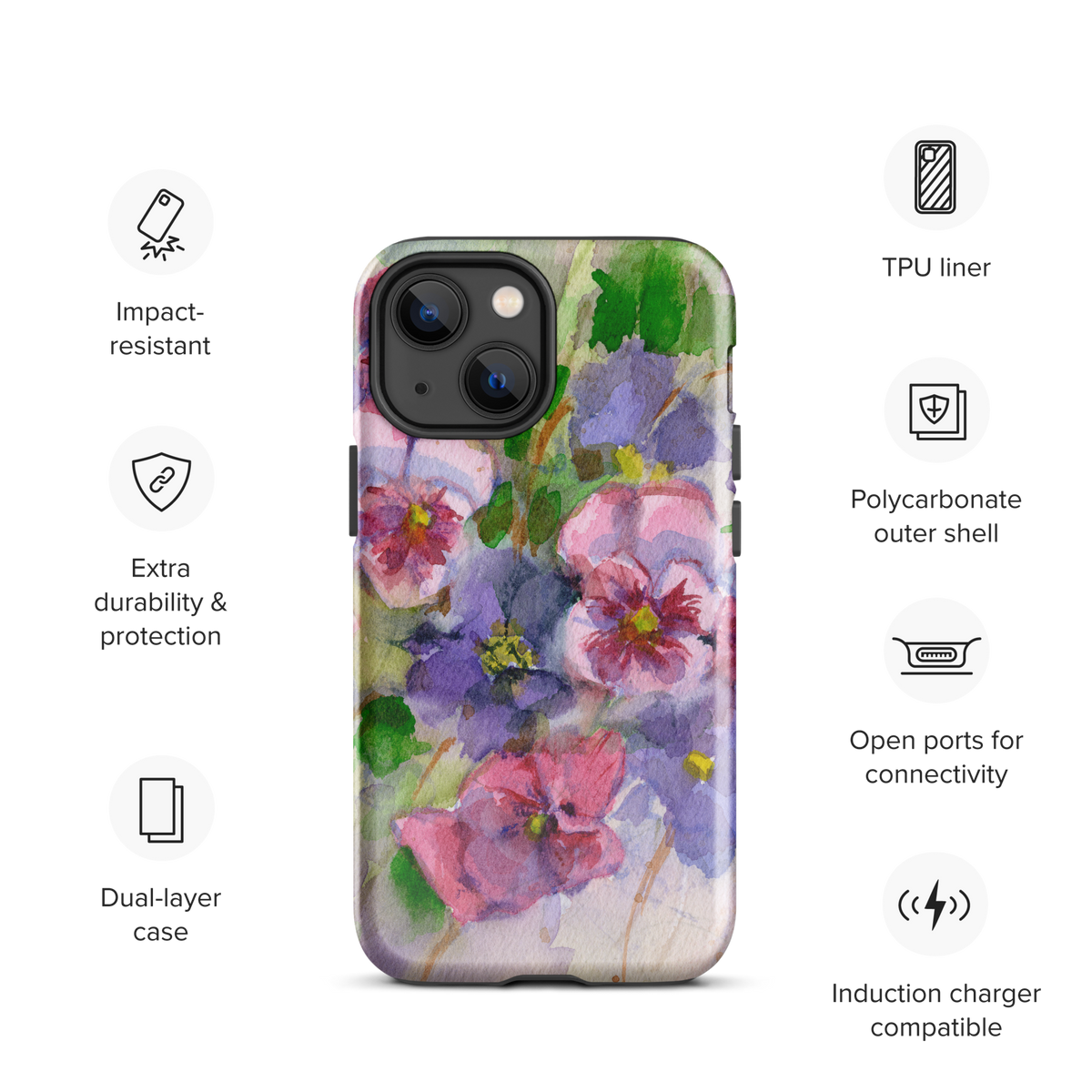 Watercolor Pansies Tough Case for iPhone®