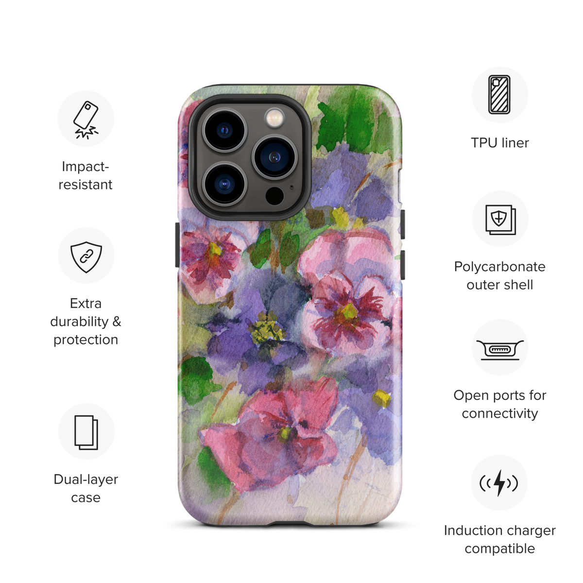 Watercolor Pansies Tough Case for iPhone®