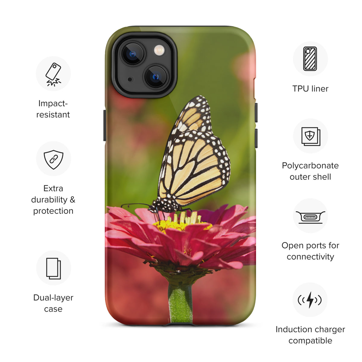 Monarch on Pink Zinnia Tough Case for iPhone