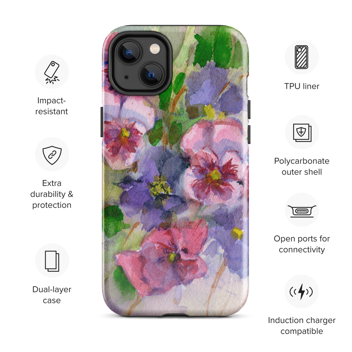Watercolor Pansies Tough Case for iPhone®