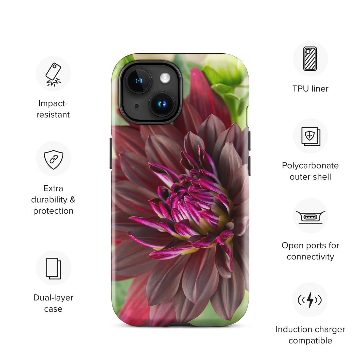 Black Dahlia Tough Case for iPhone®