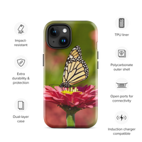Monarch on Pink Zinnia Tough Case for iPhone