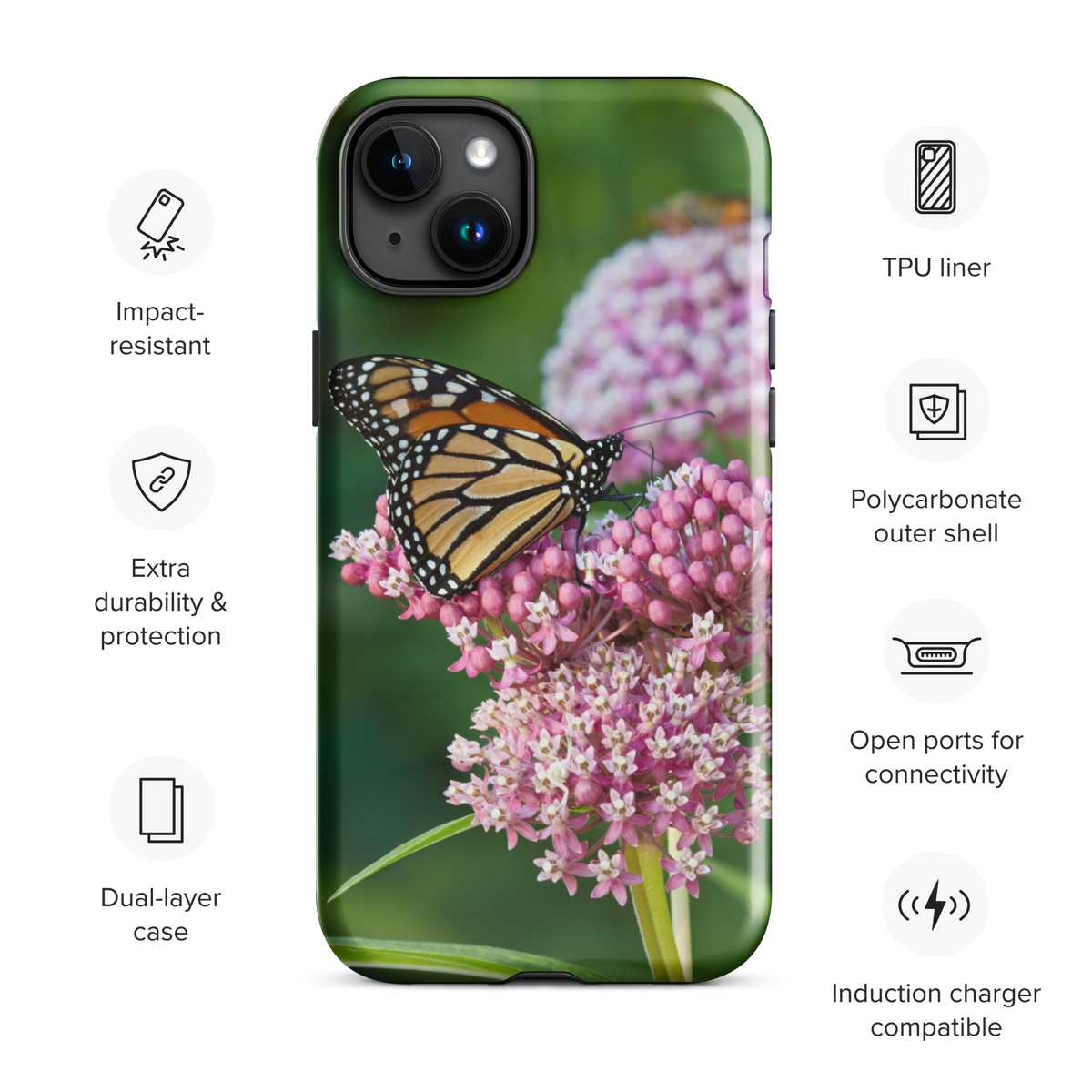 Monarch on Milkweed Tough Case for iPhone