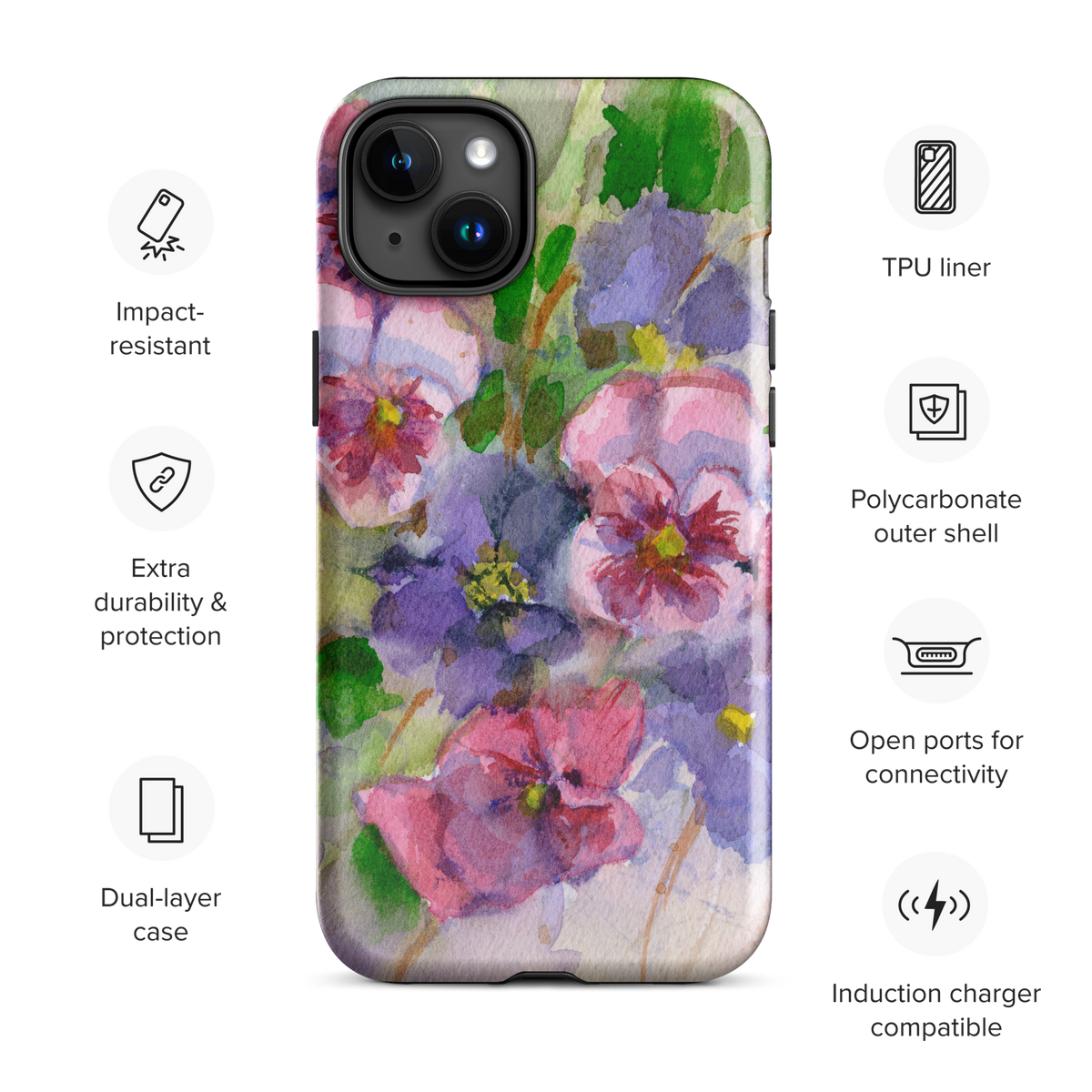 Watercolor Pansies Tough Case for iPhone®