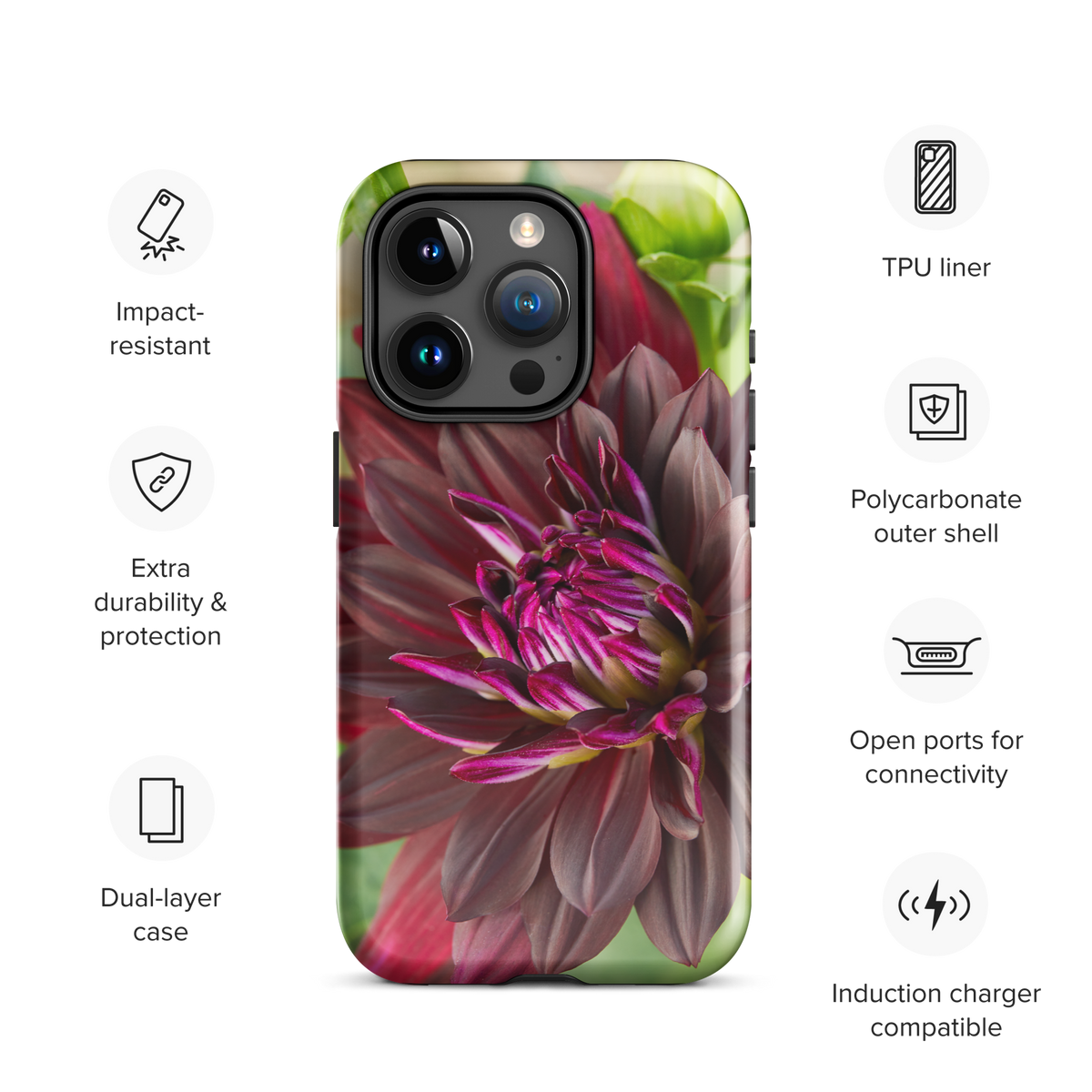 Black Dahlia Tough Case for iPhone®