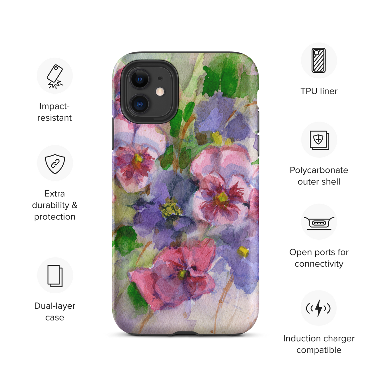 Watercolor Pansies Tough Case for iPhone®