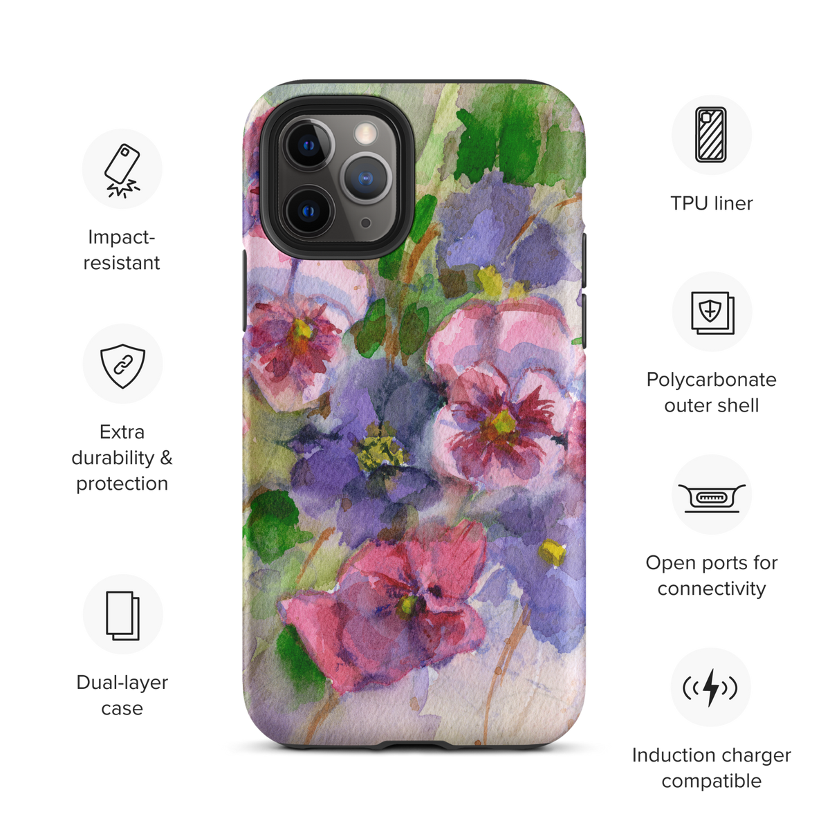 Watercolor Pansies Tough Case for iPhone®