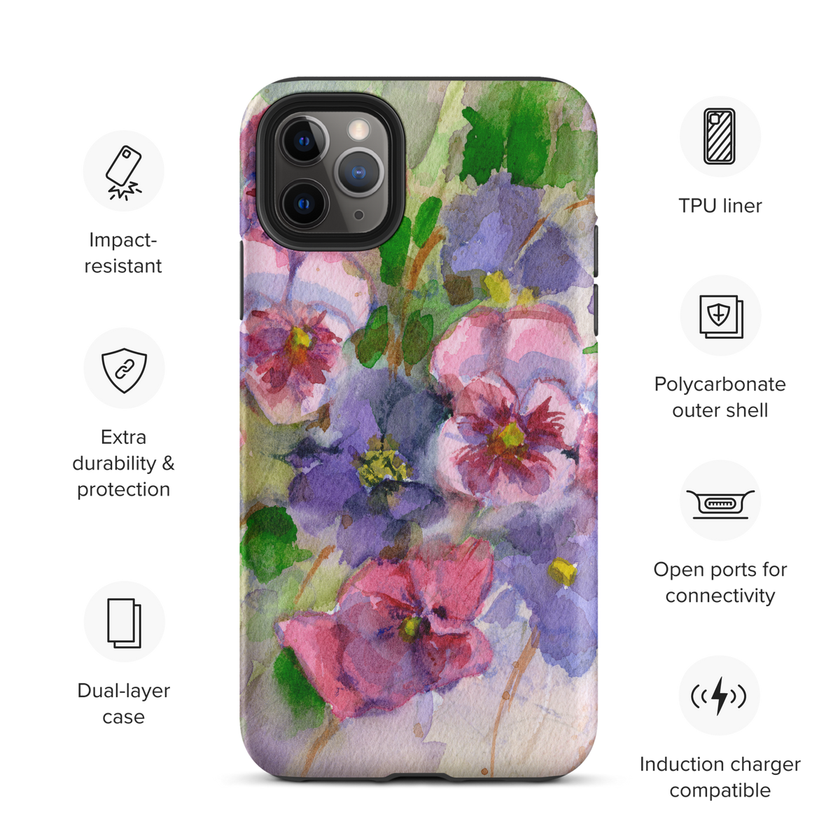 Watercolor Pansies Tough Case for iPhone®
