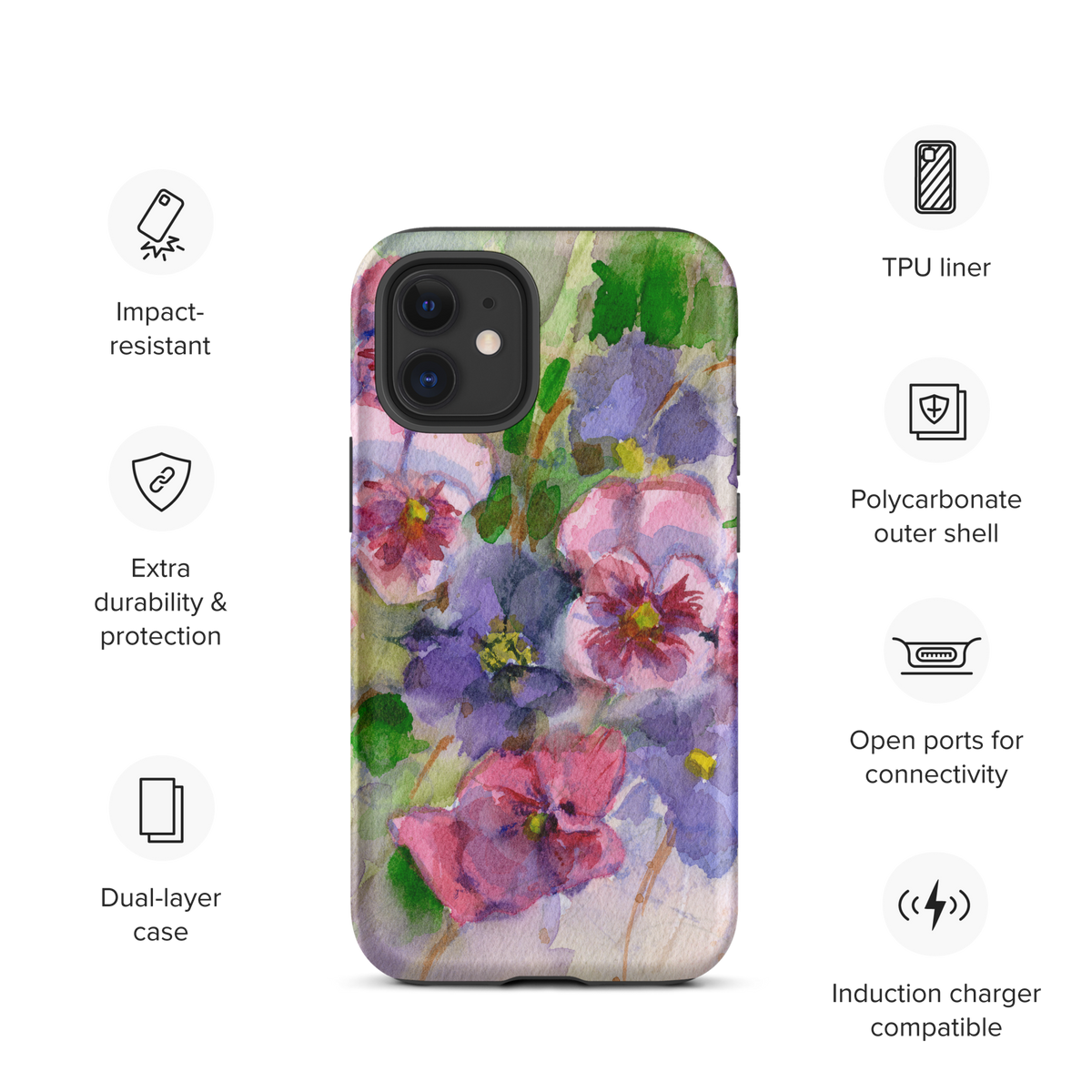 Watercolor Pansies Tough Case for iPhone®