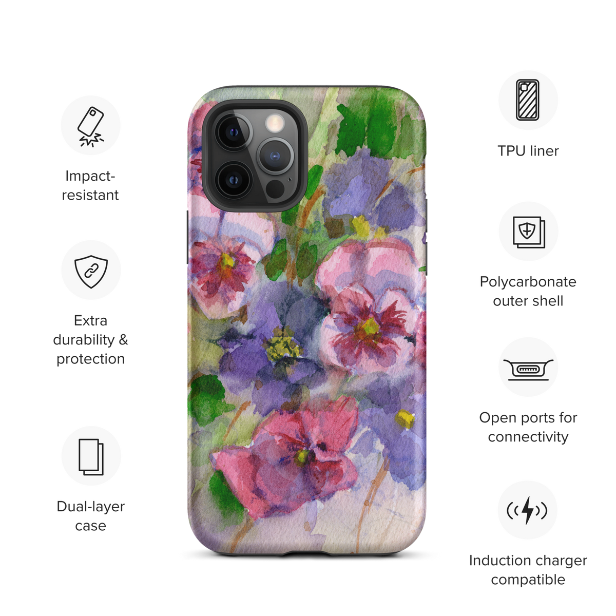 Watercolor Pansies Tough Case for iPhone®