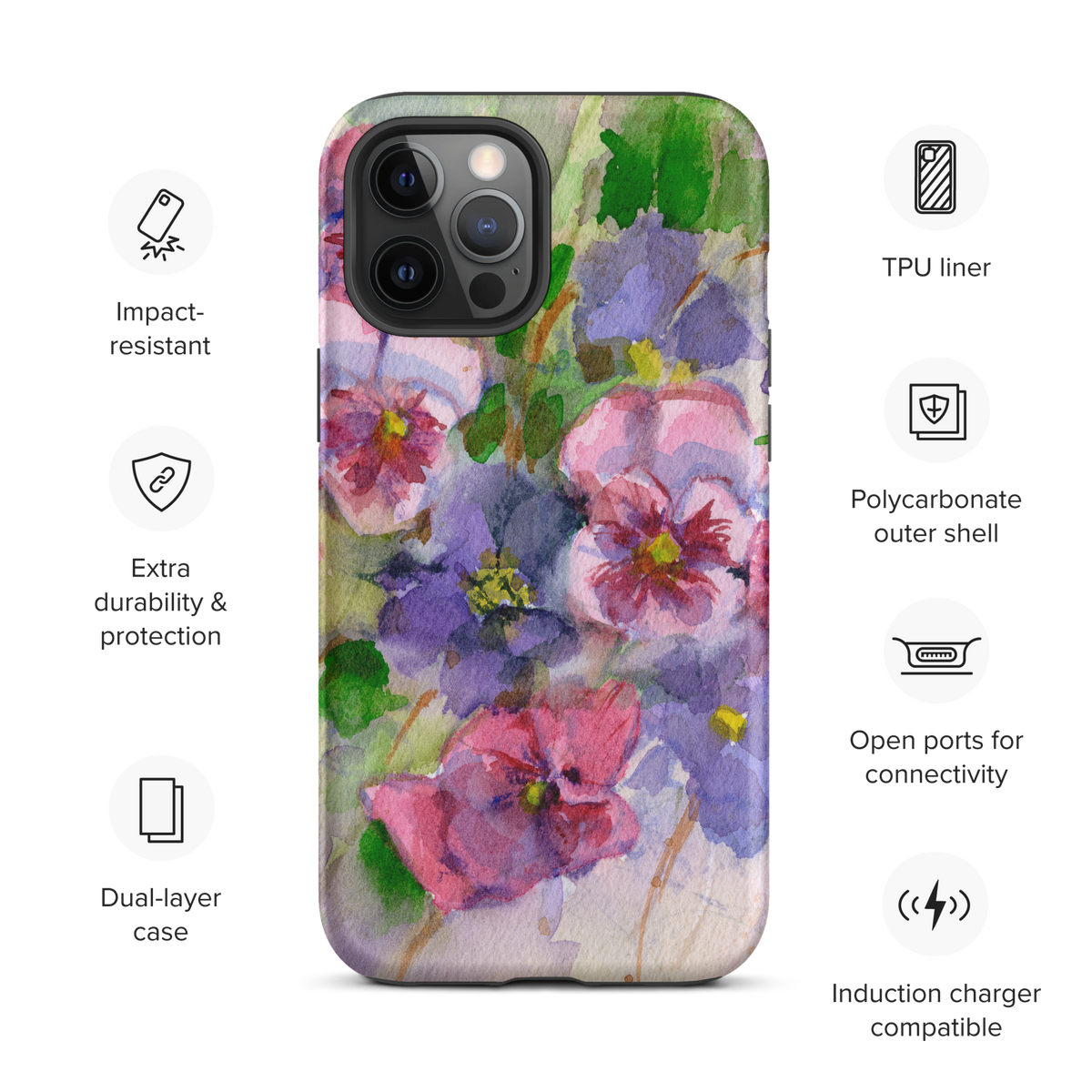 Watercolor Pansies Tough Case for iPhone®